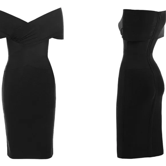 HOUSE OF CB 'Clarissa' Black Off Shoulder Bandage Dress NWOT