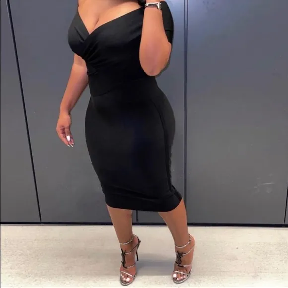 HOUSE OF CB 'Clarissa' Black Off Shoulder Bandage Dress NWOT