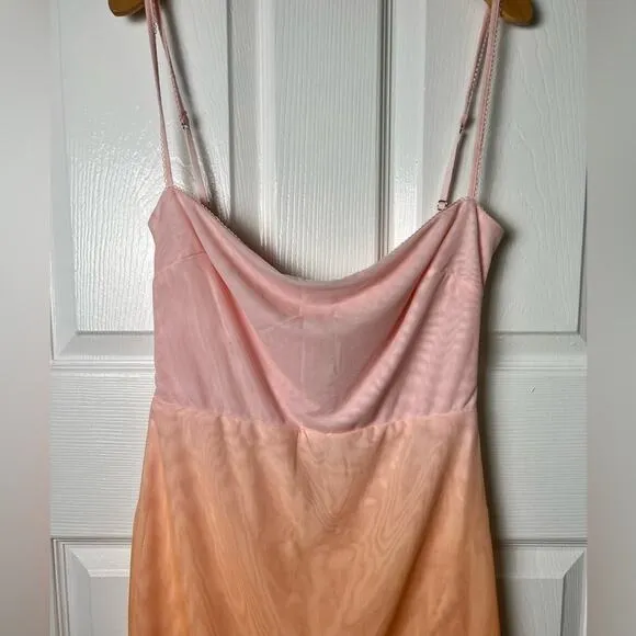 House of CB Deva Ombré Pink Sleeveless Mesh Mini Dress M