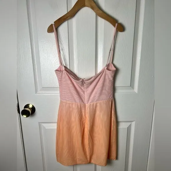 House of CB Deva Ombré Pink Sleeveless Mesh Mini Dress M