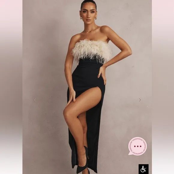 House of CB SARAI Black Thigh Split Dress
