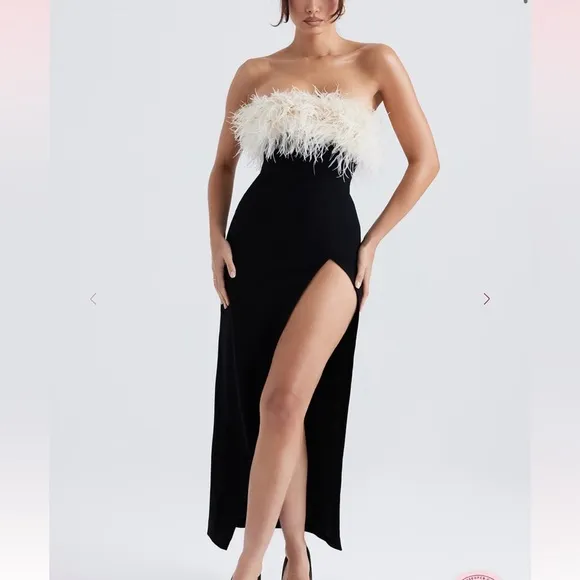 House of CB SARAI Black Thigh Split Dress