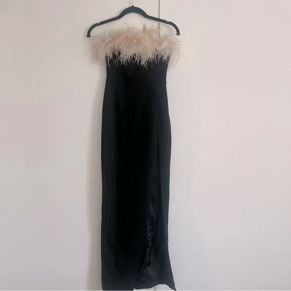 House of CB SARAI Black Thigh Split Dress