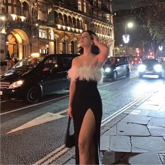 House of CB SARAI Black Thigh Split Dress