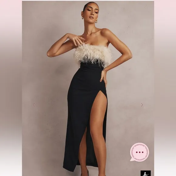 House of CB SARAI Black Thigh Split Dress