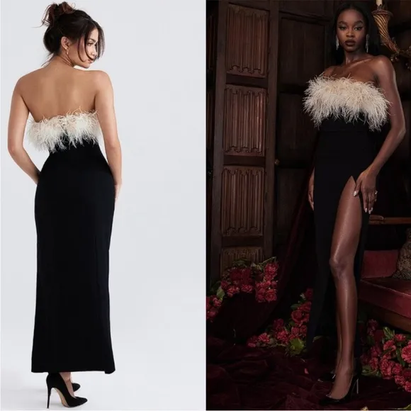 House of CB SARAI Black Thigh Split Dress