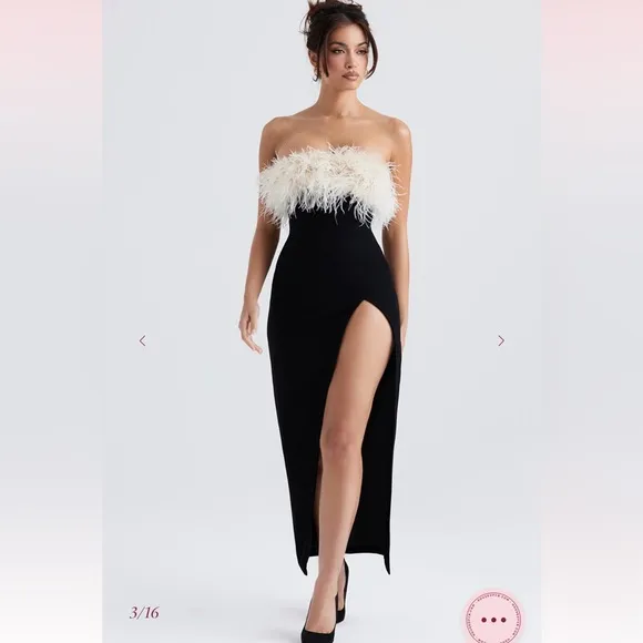 House of CB SARAI Black Thigh Split Dress