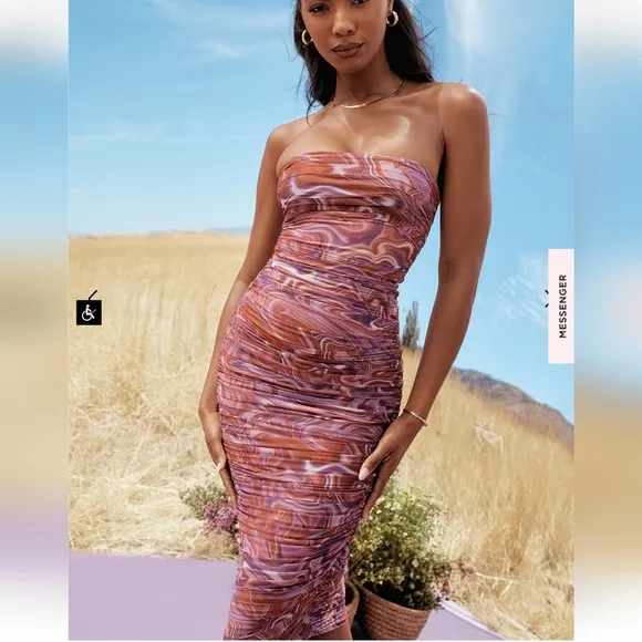 House of CB Sasha Midi Dress - Purple Swirl