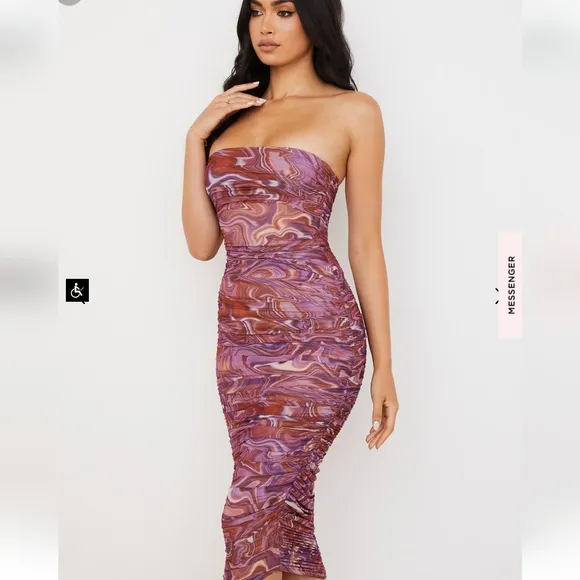 House of CB Sasha Midi Dress - Purple Swirl