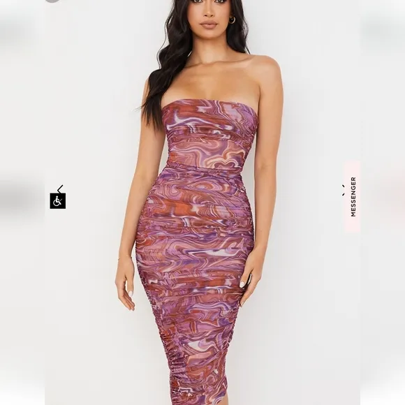 House of CB Sasha Midi Dress - Purple Swirl