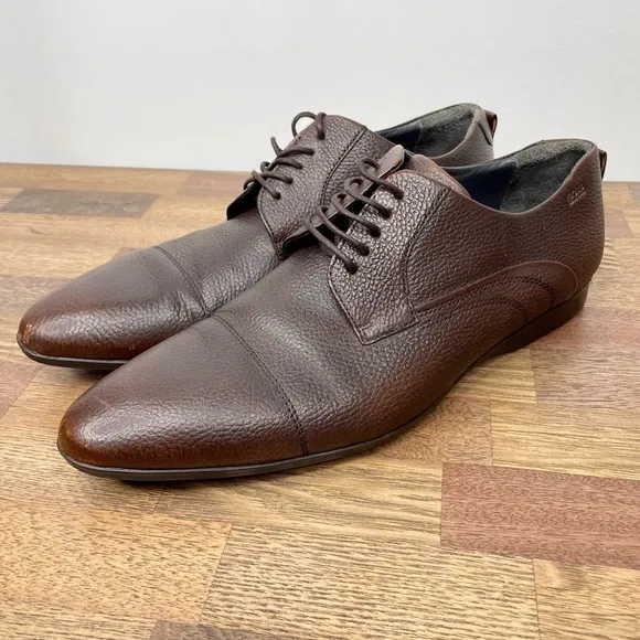 Hugo Boss Leather Oxford Dress Shoes Men’s SZ 9.5 Brown