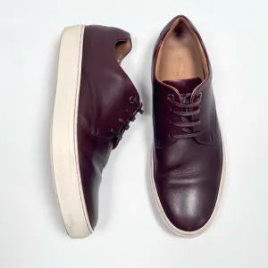 Hugo Boss Mens Sneakers Burgundy Leather Lace Up Sneakers Size 42