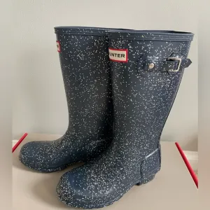 Hunter Kids Rain Boots Girls Original Giant Glitter Blue US Size 2B/3G UK 1 NIB