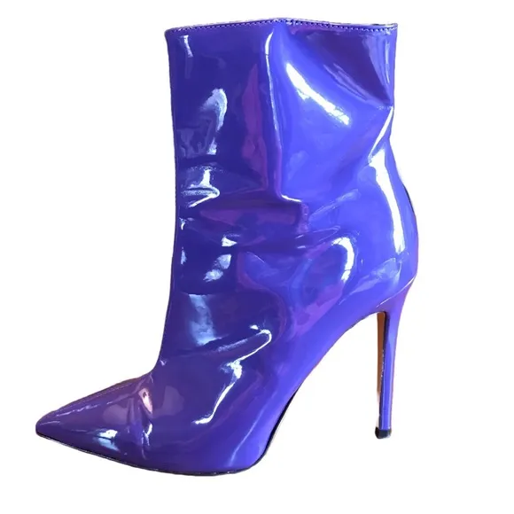 IDENTITA &quot;DALIT&quot; PURPLE PATENT LEATHER HANDCRAFTED ITALIAN BOOTS (37)