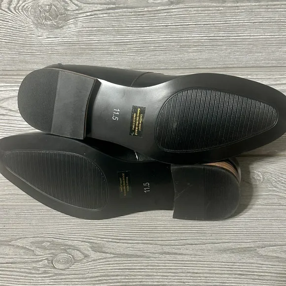 IKE by Ike Behar Leather Loafers Dress Shoes Tassels Black Mens 11.5 Slip On New