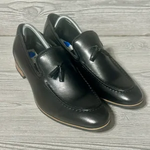 IKE by Ike Behar Leather Loafers Dress Shoes Tassels Black Mens 11.5 Slip On New