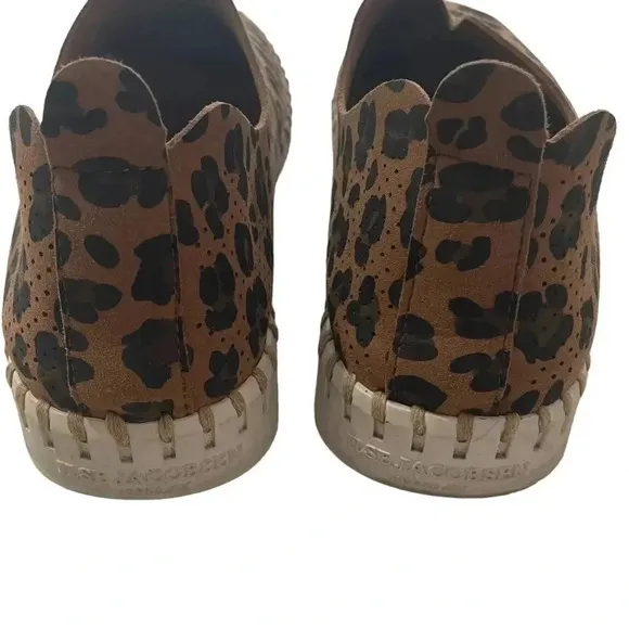 Ilse Jacobsen Leather Slip On Shoes Flats Loafers Leopard Print Size 40