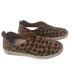 Ilse Jacobsen Leather Slip On Shoes Flats Loafers Leopard Print Size 40