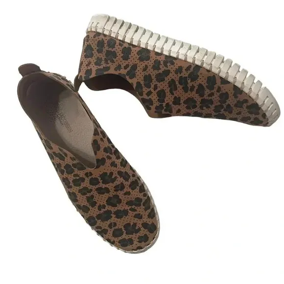 Ilse Jacobsen Leather Slip On Shoes Flats Loafers Leopard Print Size 40