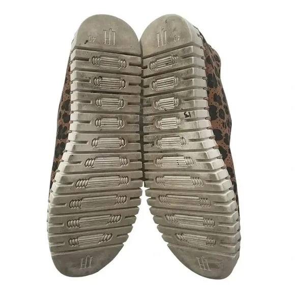 Ilse Jacobsen Leather Slip On Shoes Flats Loafers Leopard Print Size 40