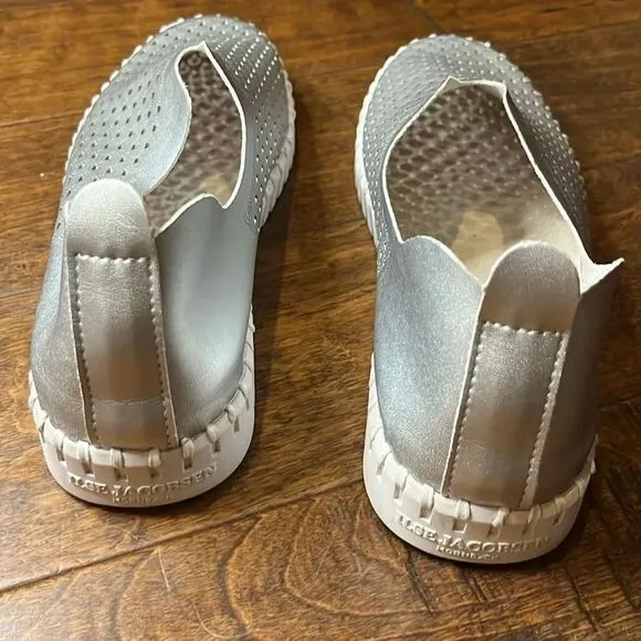 ILSE JACOBSEN TULIP SLIP-ON FLATS - METALLIC Silver, size 10.5-11!