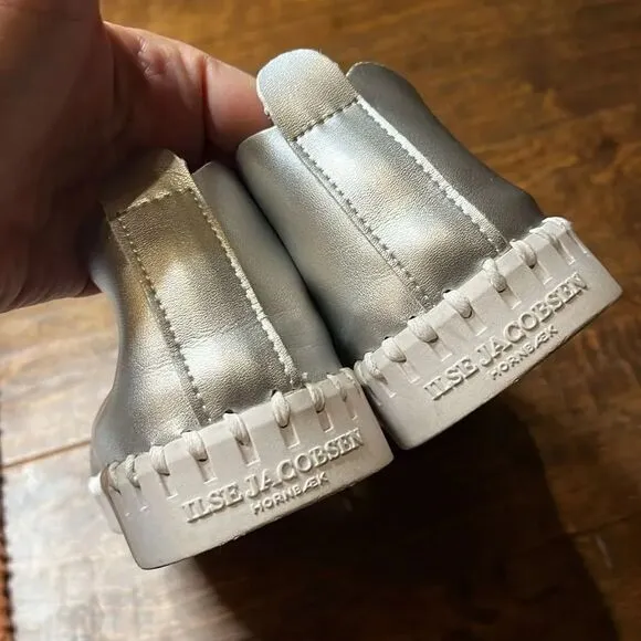 ILSE JACOBSEN TULIP SLIP-ON FLATS - METALLIC Silver, size 10.5-11!