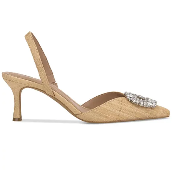 INC Gevira Pointed-Toe Slingback Pumps in Beige New Size 6