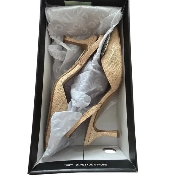 INC Gevira Pointed-Toe Slingback Pumps in Beige New Size 6