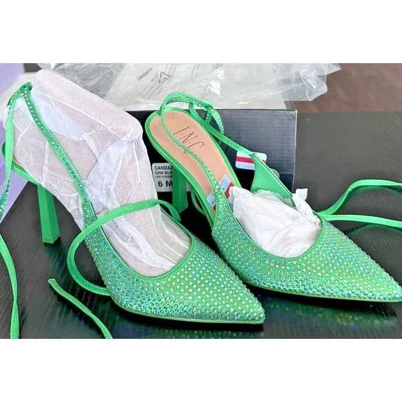 I.N.C. International Concepts Women's Shoes Ankle-Tie Pointed Green Pumps 6M