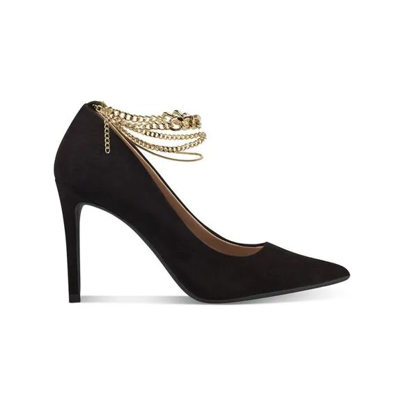 INC Womens Black Sadelle Pointed Toe Stiletto Buckle Dress Pumps Shoes 7 M