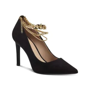 INC Womens Black Sadelle Pointed Toe Stiletto Buckle Dress Pumps Shoes 7 M