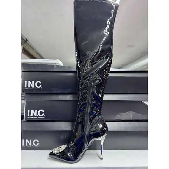 INC Womens Romina Black Pumps Knee-High Boots Shoes 6 Medium New