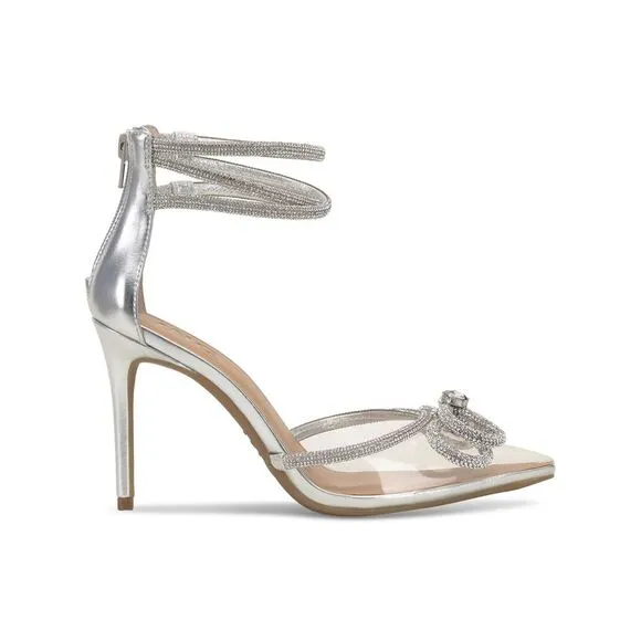 INC Womens Silver Translucent Laynea Pointed Toe Stiletto Pumps Shoes 9.5 M