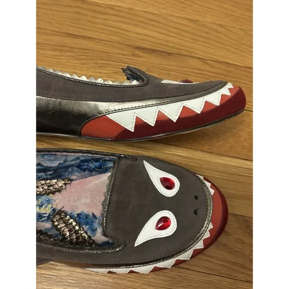Irregular Choice Mr Shark-o Shark Flats Sharko Glitter Slip On Size 42 US 11