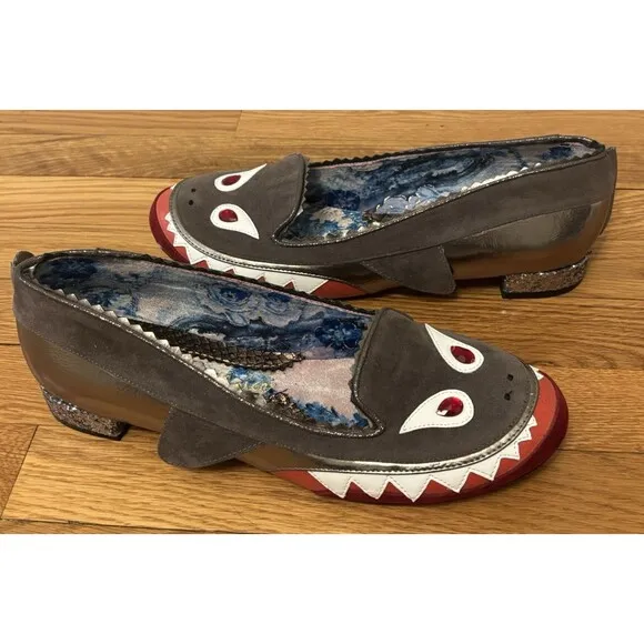 Irregular Choice Mr Shark-o Shark Flats Sharko Glitter Slip On Size 42 US 11