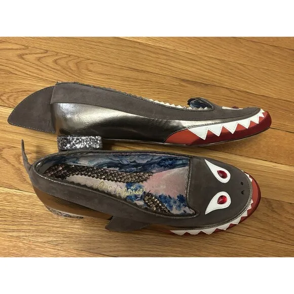Irregular Choice Mr Shark-o Shark Flats Sharko Glitter Slip On Size 42 US 11