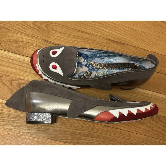 Irregular Choice Mr Shark-o Shark Flats Sharko Glitter Slip On Size 42 US 11