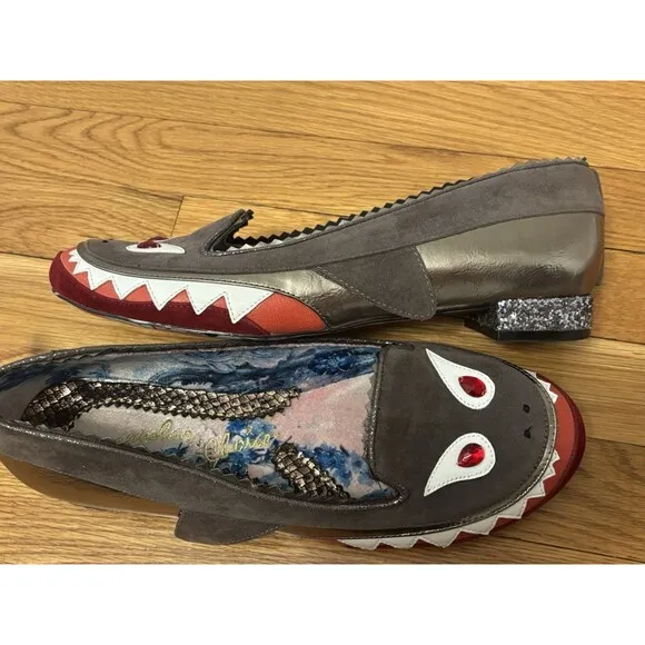Irregular Choice Mr Shark-o Shark Flats Sharko Glitter Slip On Size 42 US 11