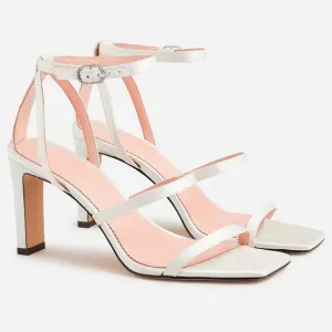 J. Crew Ava Strappy Satin Glitter Heels Sandals Shoes Ivory White Size 9 NWOB