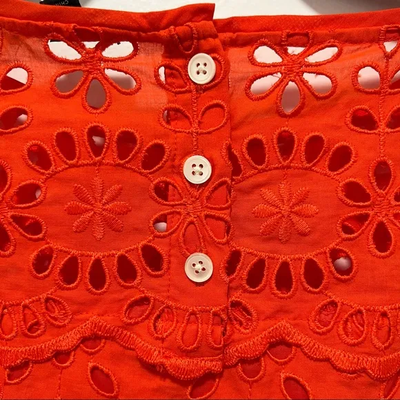 J. Crew Bell-sleeve Dress Embroidered Eyelet in Brillant Sunset, Size 00, NWT