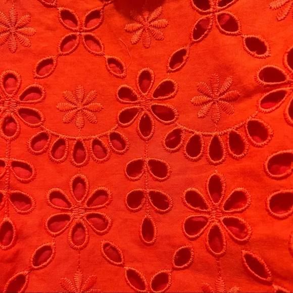 J. Crew Bell-sleeve Dress Embroidered Eyelet in Brillant Sunset, Size 00, NWT