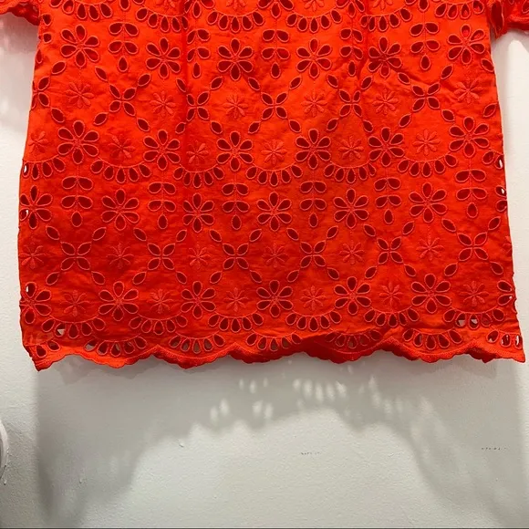 J. Crew Bell-sleeve Dress Embroidered Eyelet in Brillant Sunset, Size 00, NWT