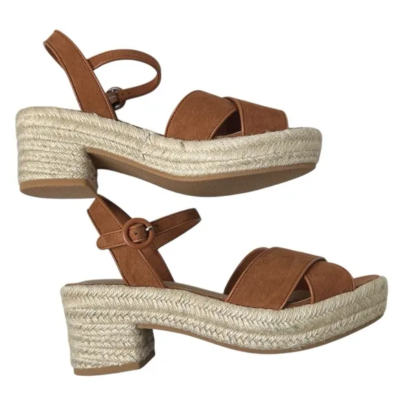 J. Crew Factory Platform espadrille heeled sandals size 8 tan