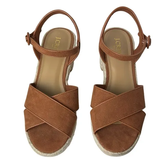 J. Crew Factory Platform espadrille heeled sandals size 8 tan