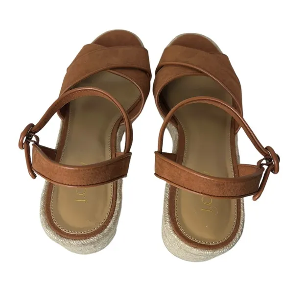 J. Crew Factory Platform espadrille heeled sandals size 8 tan