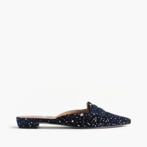 J CREW Glitter Sparkle Flats Loafer Mules 8.5
