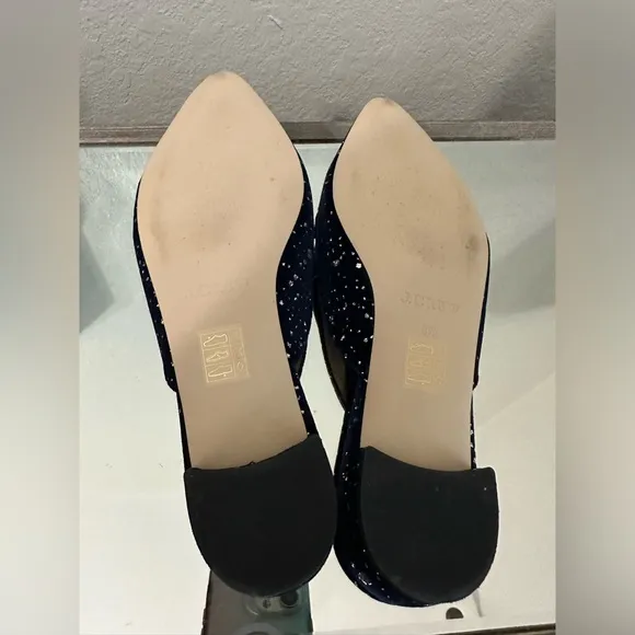 J CREW Glitter Sparkle Flats Loafer Mules 8.5
