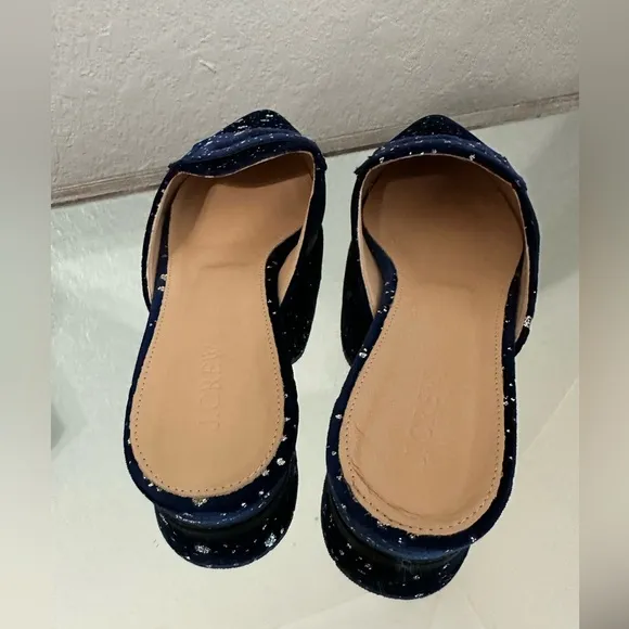 J CREW Glitter Sparkle Flats Loafer Mules 8.5