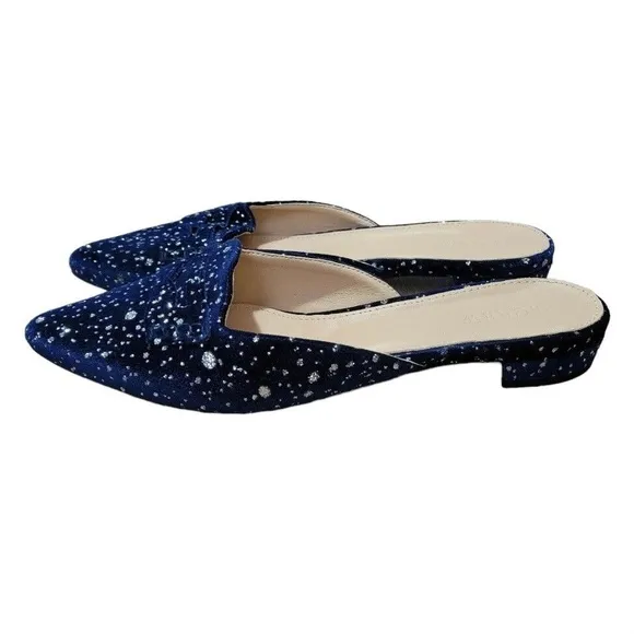 J CREW Glitter Sparkle Flats Loafer Mules 8.5