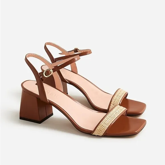 J Crew Layne ankle-strap heels in raffia BX901